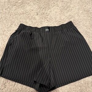 ALO Yoga Women's Black and White Striped Athletic Shorts